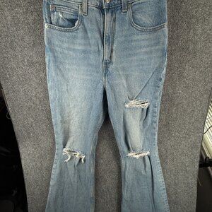 Levi’s Premium 70s High Flare Light Wash Disco Women Jeans 27 Wide Leg Big E